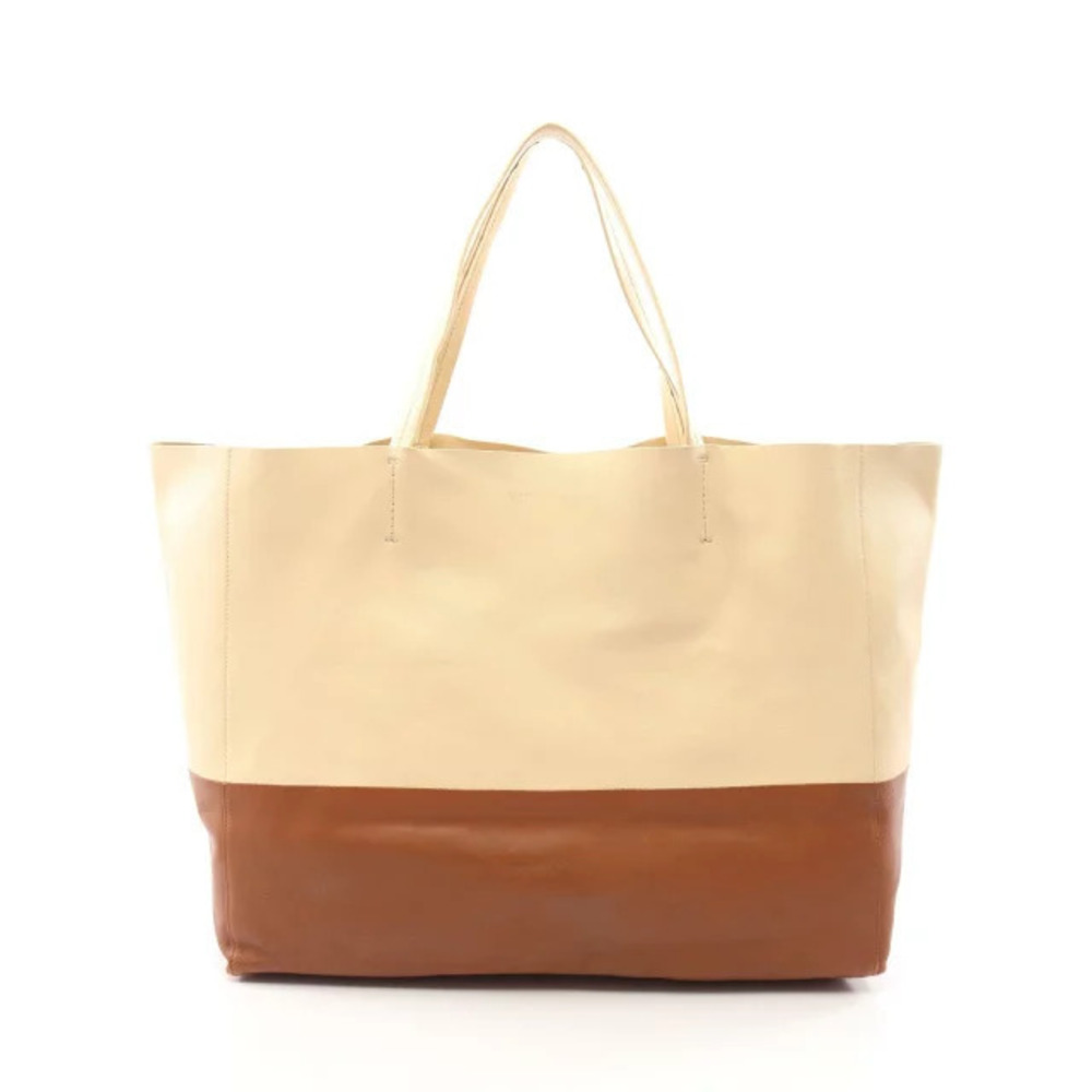 Celine Horizontal Cabas Tote Bag Leather Ivory White Brown